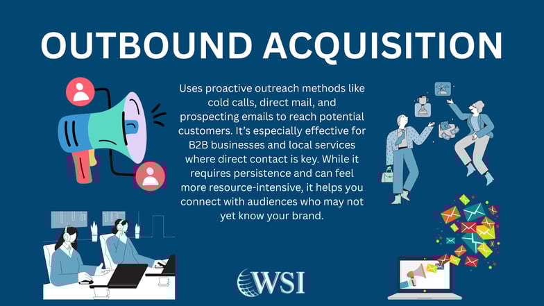 Outbound marketing channels are used to improve customer acquisition via cold outreach and direct contact.